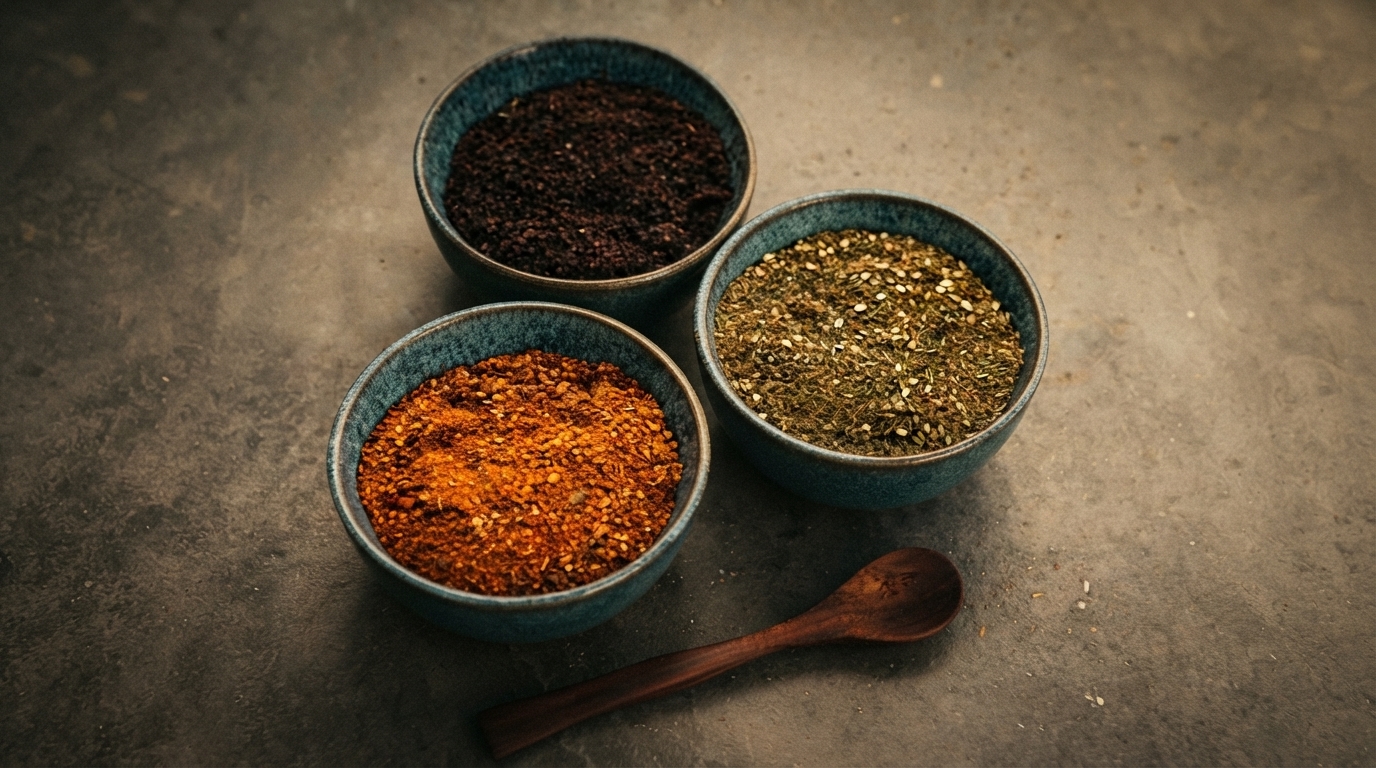 Editorial illustration for Sumac vs. Za'atar: One Is a Berry, One Is a Blend — Here's How to Tell Them Apart