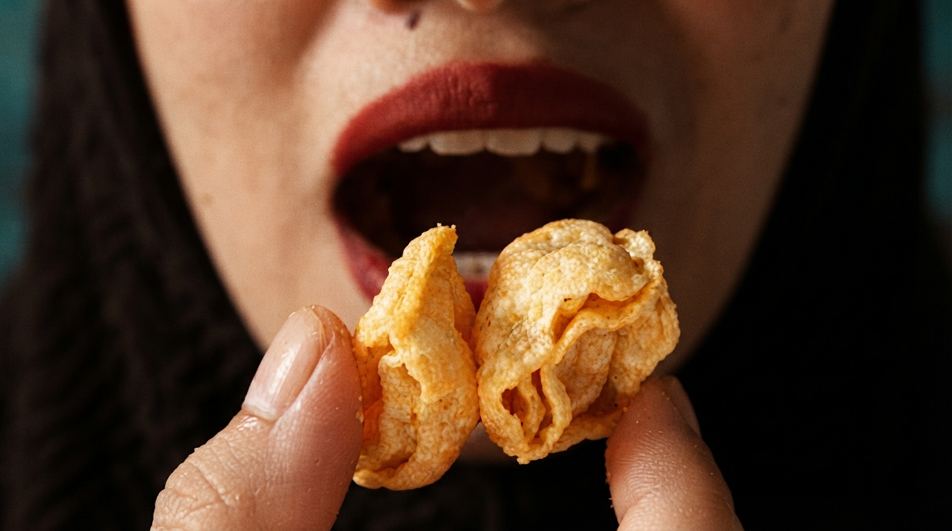 Editorial illustration for The Science of the Perfect Crunch: Why Sound, Structure, and Psychology Make Snacks So Satisfying