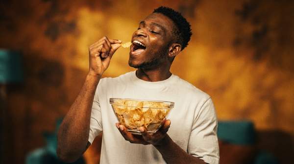 Editorial illustration for Why That Chip Bag Feels So Indulgent: The Hidden Psychology of Snack Packaging